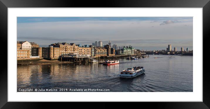River Thames with view of the city  Framed Mounted Print by Julia Watkins