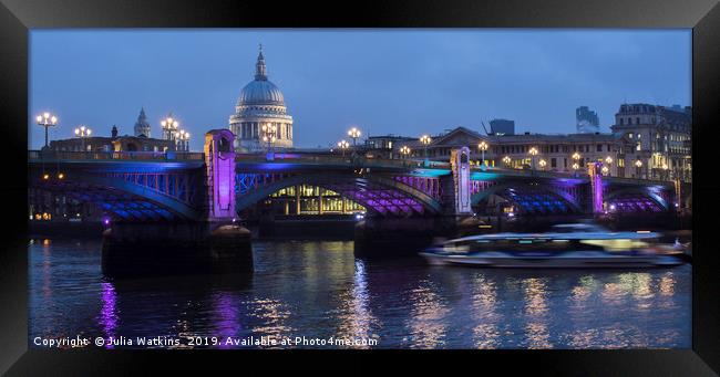London Bridge at dusk  Framed Print by Julia Watkins