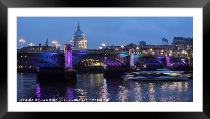 London Bridge at dusk  Framed Mounted Print by Julia Watkins