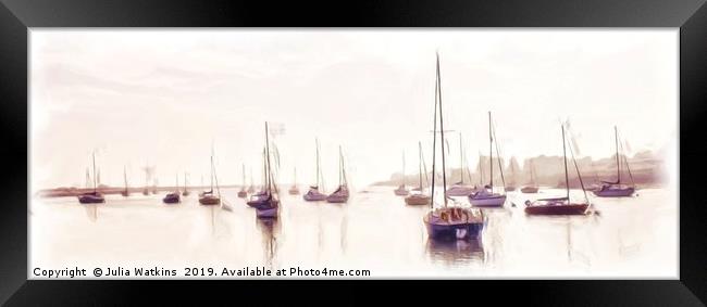 Early Morning on the River Crouch  Framed Print by Julia Watkins