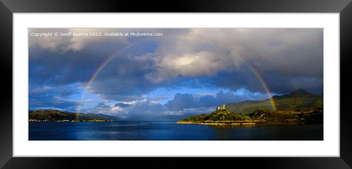 Maol Castle and double rainbow over Loch Alsh Framed Mounted Print by Geoff Beattie