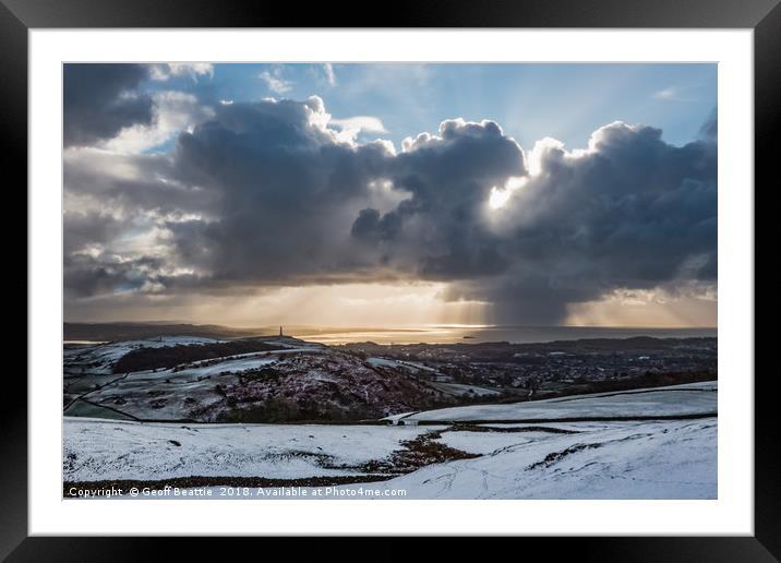 Snow storm moving in to Ulverston, Cumbria Framed Mounted Print by Geoff Beattie