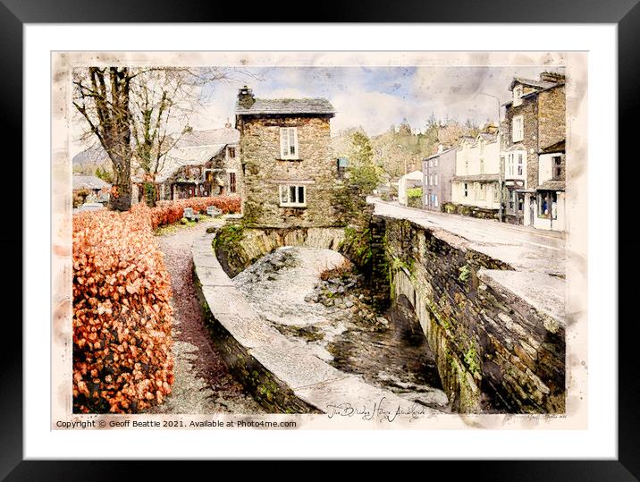 The Bridge House, Ambleside, The Lake District, Cu Framed Mounted Print by Geoff Beattie