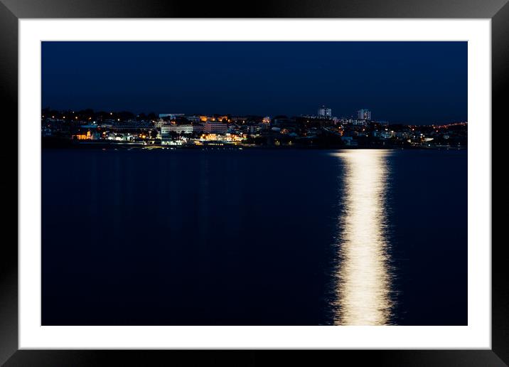 Moonlit Estoril Bay in the Portuguese Riveira, Cascais, Portugal Framed Mounted Print by Alexandre Rotenberg