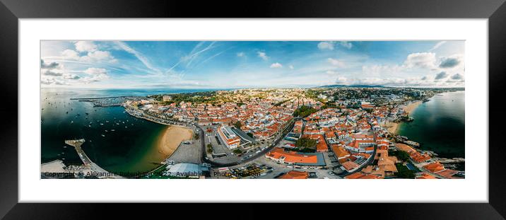 Panoramic aerial view of Cascais in Lisbon region, Portugal Framed Mounted Print by Alexandre Rotenberg