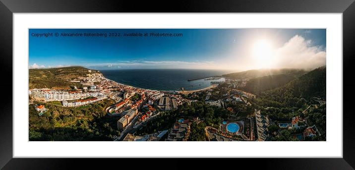 Aerial panoramic biew of the Sesimbra, Portugal Framed Mounted Print by Alexandre Rotenberg