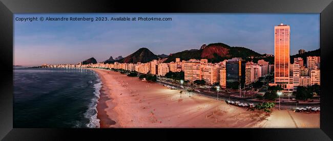 Aerial panoramic view of famous Copacabana Beach in Rio de Janeiro, Brazil Framed Print by Alexandre Rotenberg
