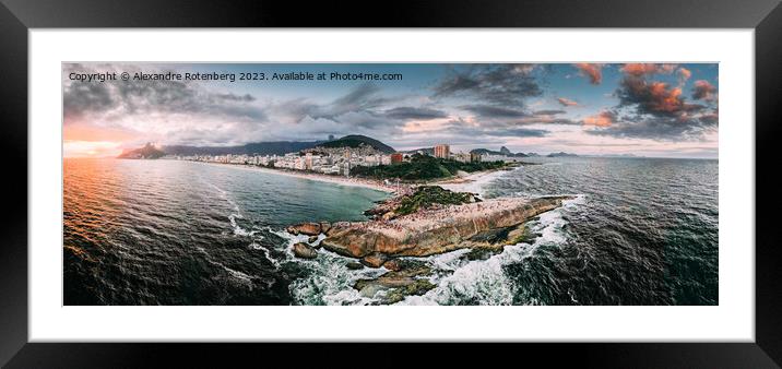 Aerial panorama view of Ipanema Beach in Rio de Janeiro, Brazil Framed Mounted Print by Alexandre Rotenberg