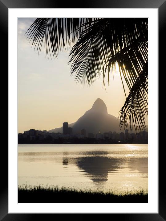Morro Dois Irmaoes seen from Lagoa Rodrigo de Frei Framed Mounted Print by Alexandre Rotenberg
