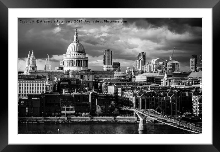 St. Paul's Cathedral and Millennium Bridge, London Framed Mounted Print by Alexandre Rotenberg