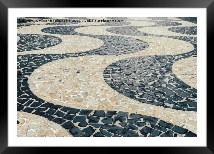 Portuguese pattern on ground - Copacabana Framed Mounted Print by Alexandre Rotenberg