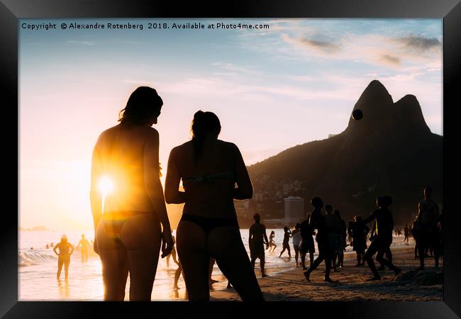 Ipanema Beach, Rio de Janeiro, Brazil sunset Framed Print by Alexandre Rotenberg