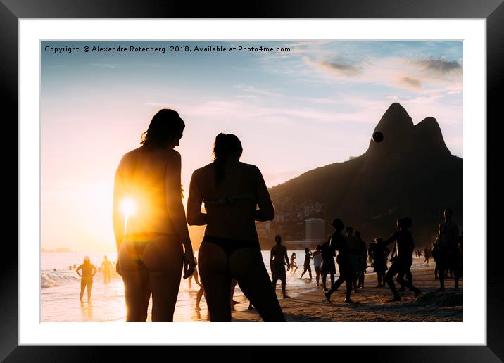 Ipanema Beach, Rio de Janeiro, Brazil sunset Framed Mounted Print by Alexandre Rotenberg