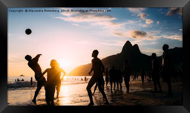 Keepy Uppy on Ipanema Beach, Rio de Janeiro Brazil Framed Print by Alexandre Rotenberg