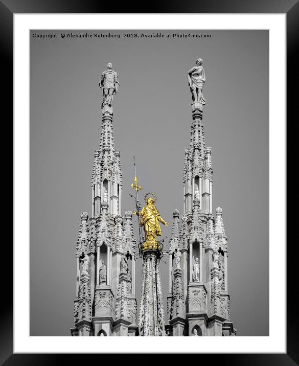 Madonnina statue in Milan, Italy the patron saint  Framed Mounted Print by Alexandre Rotenberg