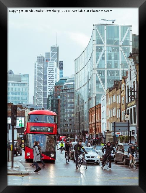 Red bus in City of London Framed Print by Alexandre Rotenberg