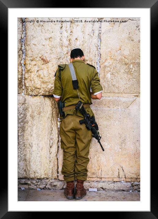 Israeli soldier on Western Wall, Israel Framed Mounted Print by Alexandre Rotenberg