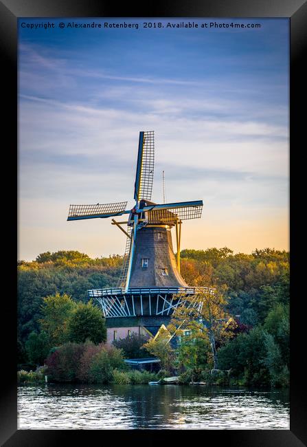 Dutch Windmill at sunrise Framed Print by Alexandre Rotenberg