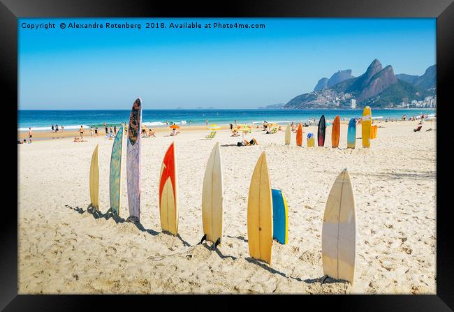 Surfboards in Ipanema Framed Print by Alexandre Rotenberg