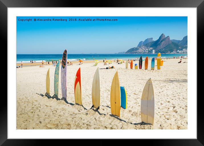 Surfboards in Ipanema Framed Mounted Print by Alexandre Rotenberg