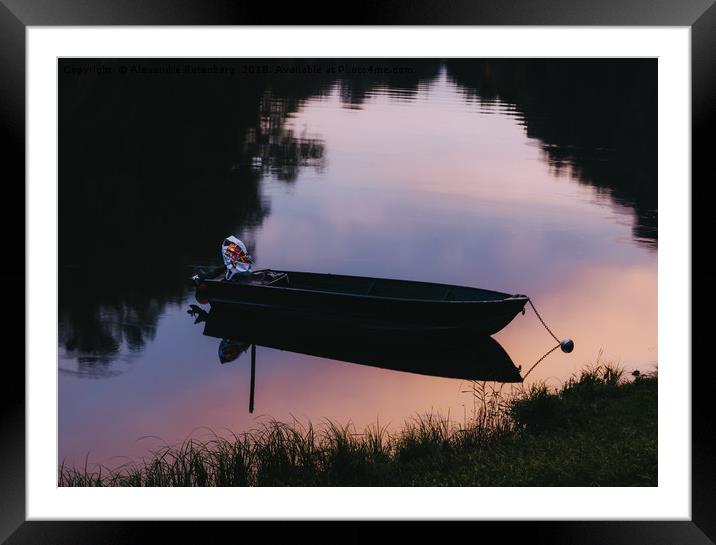 Fishing boat at sunset Framed Mounted Print by Alexandre Rotenberg