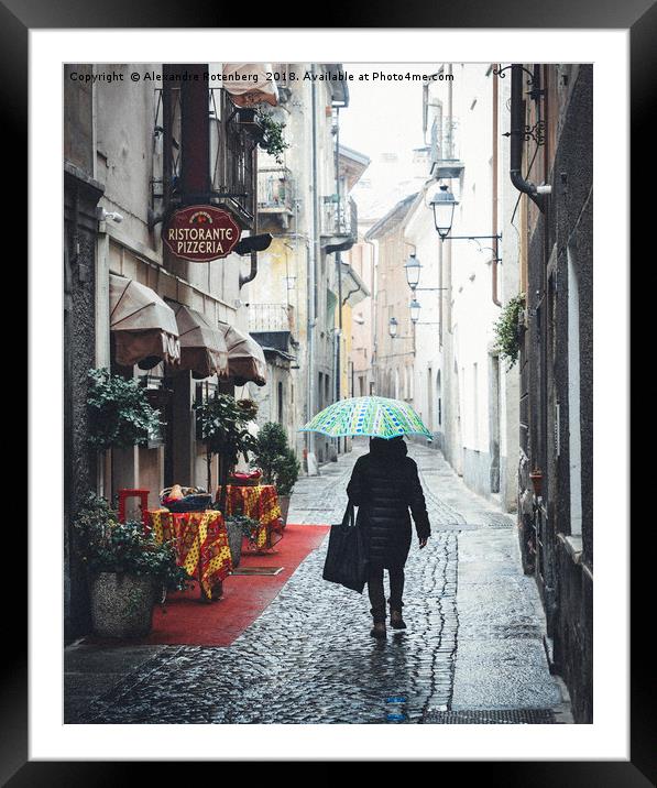 Quaint Italian damp street Framed Mounted Print by Alexandre Rotenberg