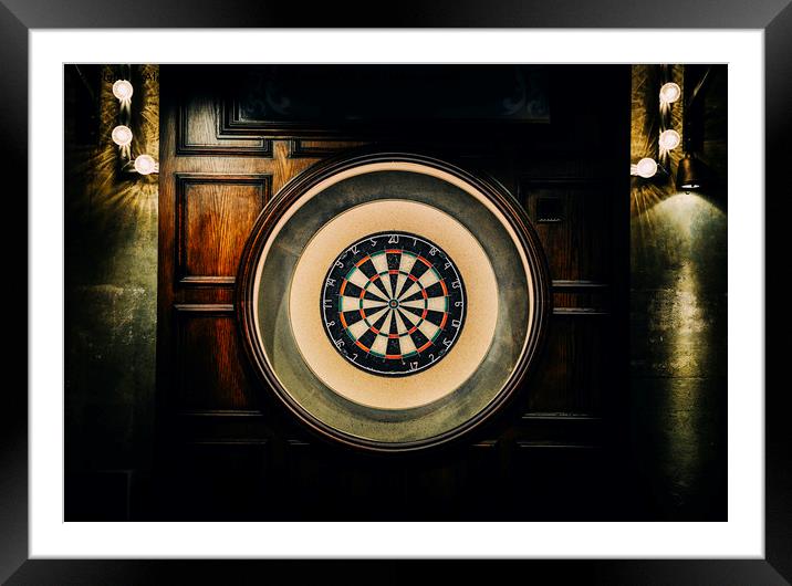 Rustic Empty Dartboard Framed Mounted Print by Alexandre Rotenberg