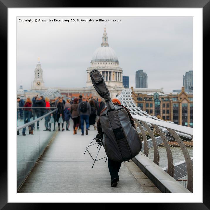 Street musician on Millennium Bridge, London Framed Mounted Print by Alexandre Rotenberg