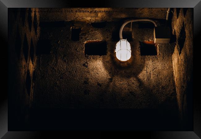 Dark bunker with one light Framed Print by Alexandre Rotenberg