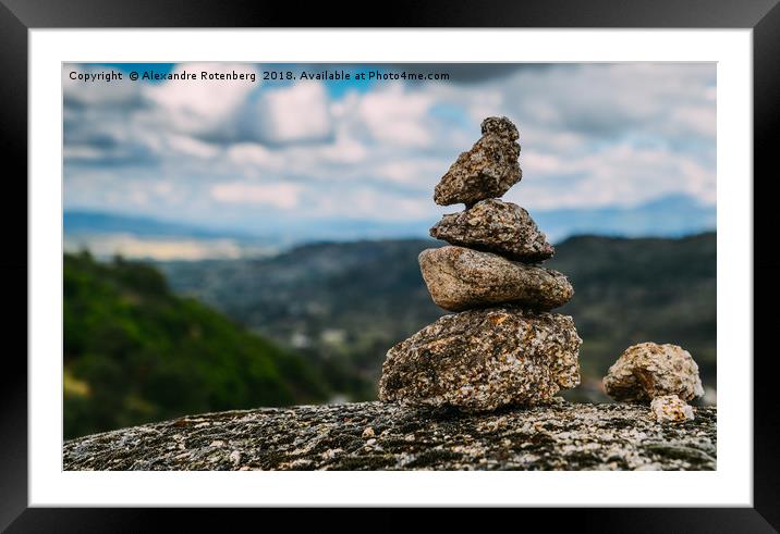 Rock cairn trail marker  Framed Mounted Print by Alexandre Rotenberg