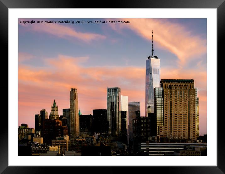 Manhattan, New York City Sunset Framed Mounted Print by Alexandre Rotenberg