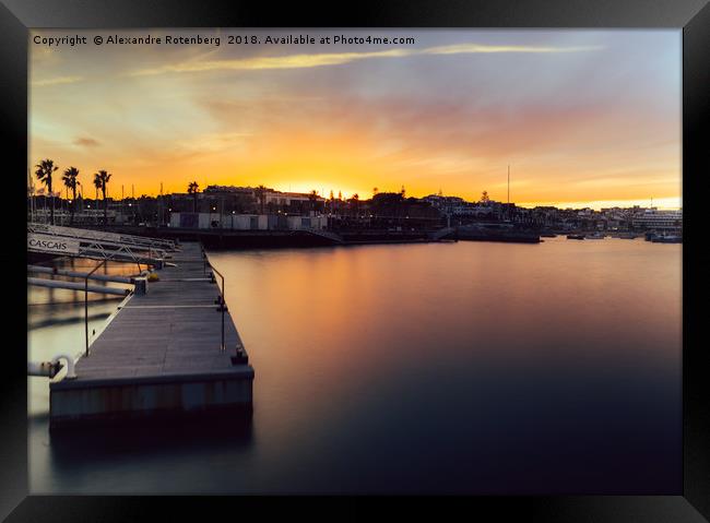 Idyllic sunset at marina in Cascais, Portugal Framed Print by Alexandre Rotenberg