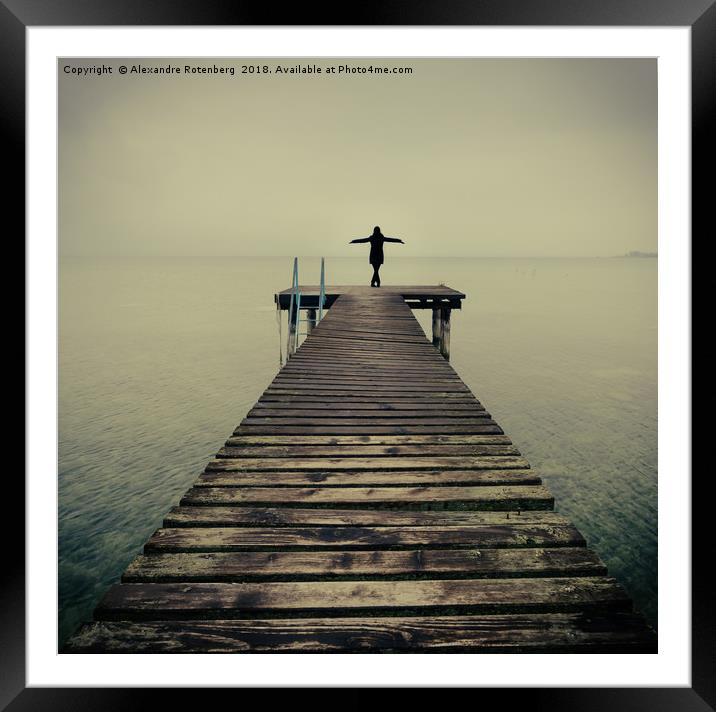 Ballerina pose at idyllic lake at winter Framed Mounted Print by Alexandre Rotenberg