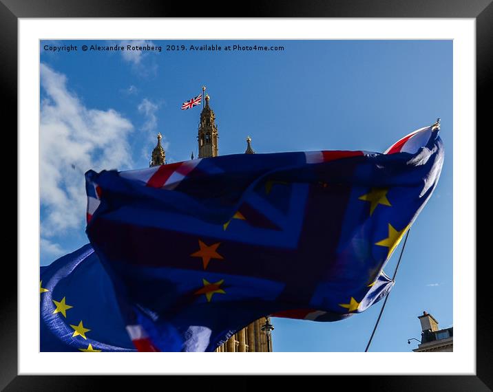UK and EU flags at Westminster, London Framed Mounted Print by Alexandre Rotenberg