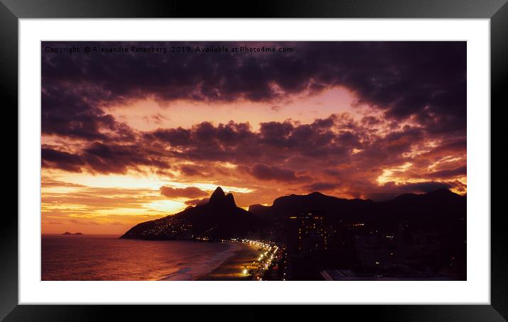 Ipanema, Rio de Janeiro, Brazil sunset Framed Mounted Print by Alexandre Rotenberg