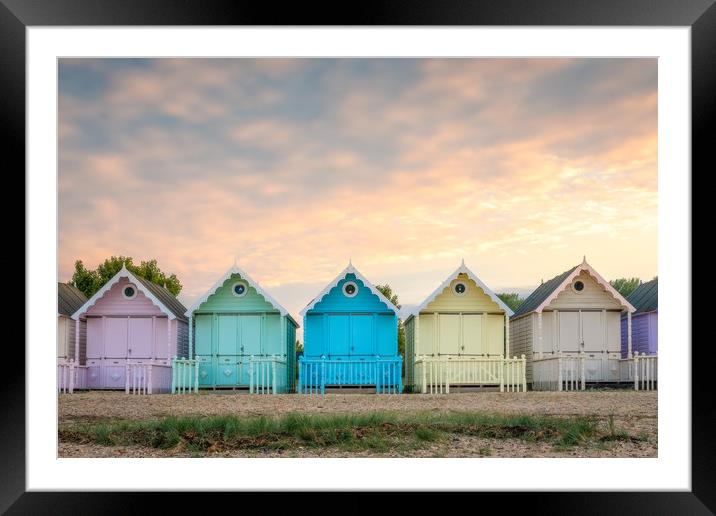 Mersea Island Beach Huts Framed Mounted Print by Daniel Farrington