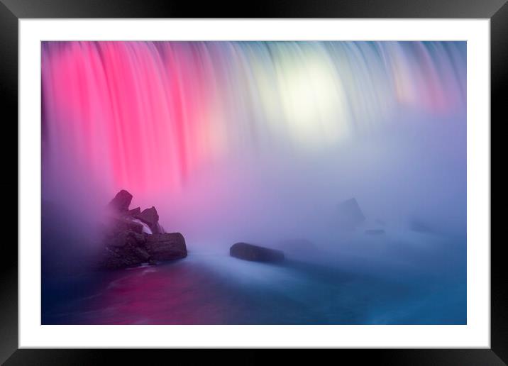 Niagara Lights and Mist Framed Mounted Print by Kelly Bailey