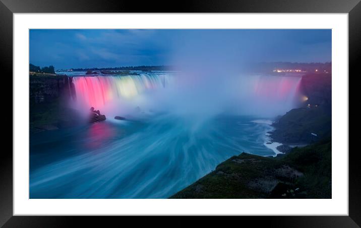 Niagara, Horseshoe Falls Light Display Framed Mounted Print by Kelly Bailey