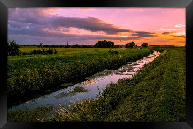 Sunset on the Fens Framed Print by Kelly Bailey
