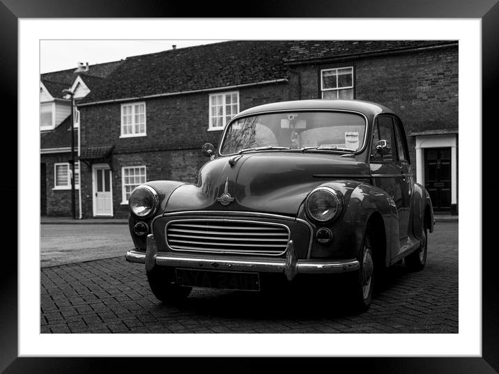 Morris Minor in Mono Framed Mounted Print by Kelly Bailey