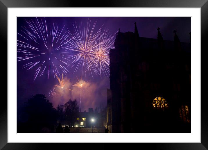 Ely Fireworks 2 Framed Mounted Print by Kelly Bailey