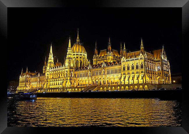 Hungarian Parliament at night                      Framed Print by Mark Seleny