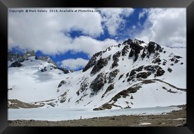 Frozen Lake in Fitz Roy Massive, Los Glaciares NP, Framed Print by Mark Seleny