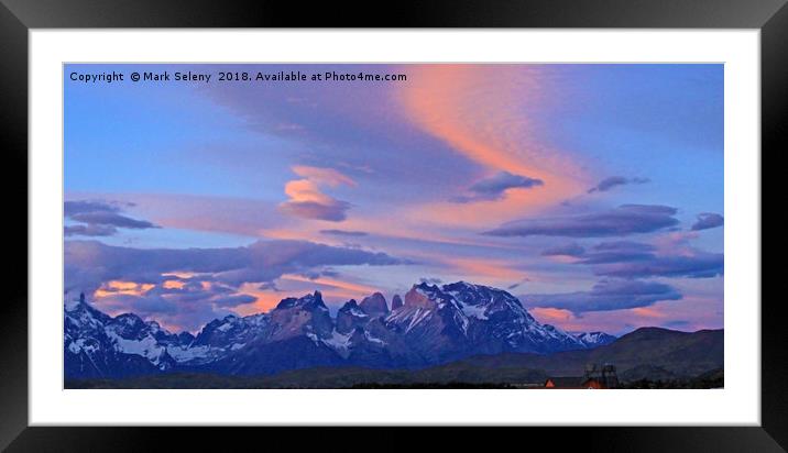 Sunrise in Torres del Paine Mountains Framed Mounted Print by Mark Seleny