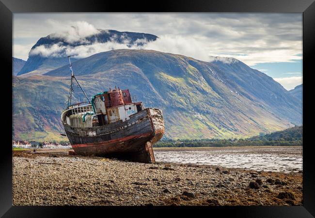 Corpach Wreck and Ben Nevis  Framed Print by Tony Keogh