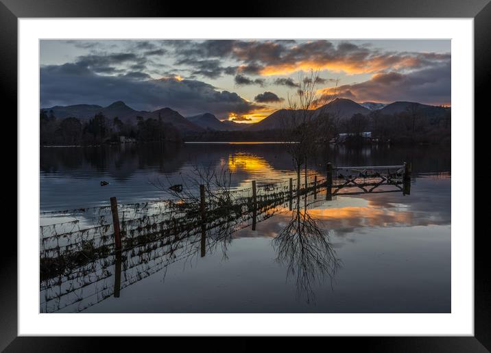 Derwent Water Sunset Framed Mounted Print by Tony Keogh