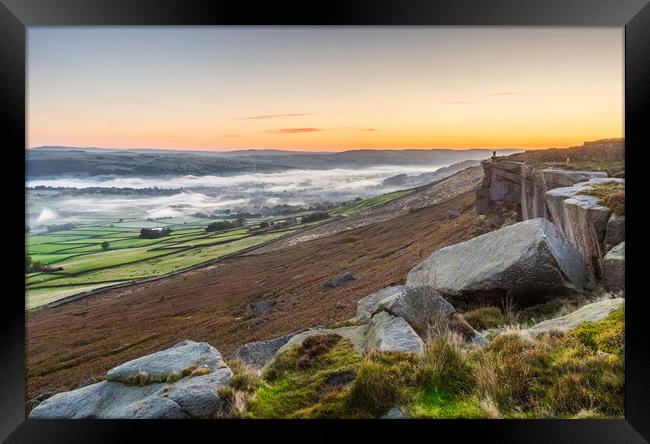 Misty Morning in the Aire Valley Framed Print by Tony Keogh