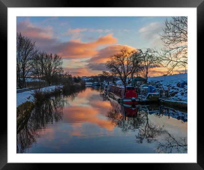 Canal Boats At Sunset Framed Mounted Print by Tony Keogh