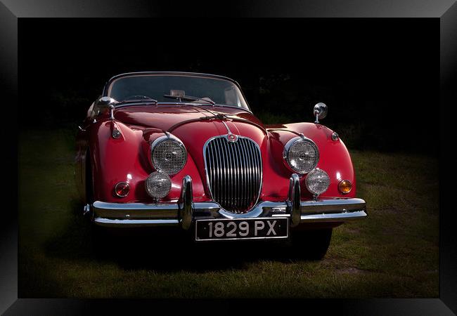 Classic Jaguar XK150 Roadster in Red Framed Print by Donnie Canning