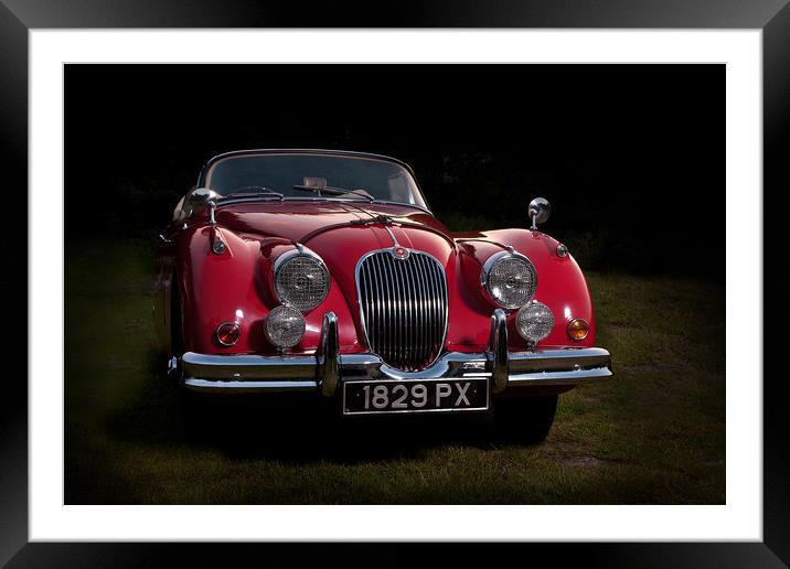 Classic Jaguar XK150 Roadster in Red Framed Mounted Print by Donnie Canning